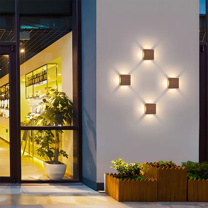 Brilagi - LED udendørs vægarmatur QUADRAY LED/6W/230V med trælook IP54