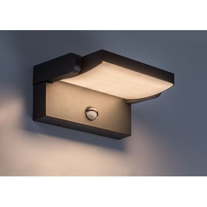 BRILAGI - LED udendørs væglampe med bevægelses- og skumringssensor ANKLE LED/12W/230V IP65 sort