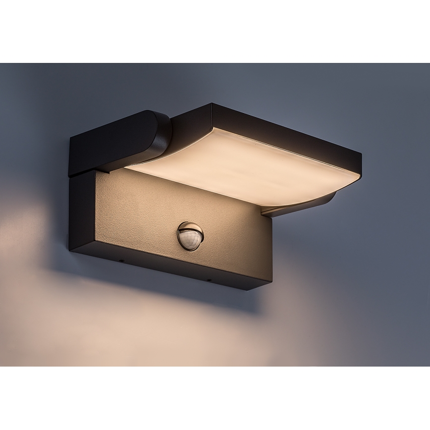BRILAGI - LED udendørs væglampe med bevægelses- og skumringssensor ANKLE LED/12W/230V IP65 sort