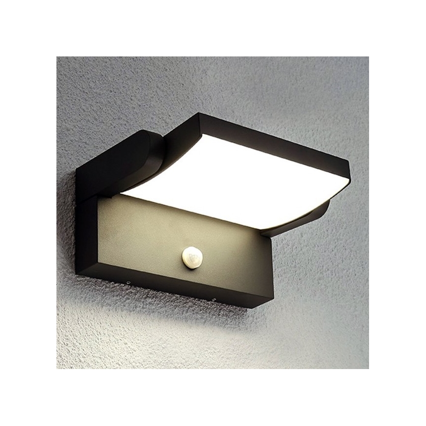 BRILAGI - LED udendørs væglampe med bevægelses- og skumringssensor ANKLE LED/12W/230V IP65 sort