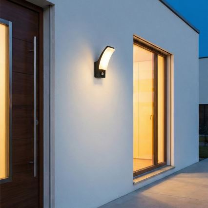 BRILAGI - LED udendørs væglampe med bevægelses- og skumringssensor ARCELO LED/12W/230V IP65 sort
