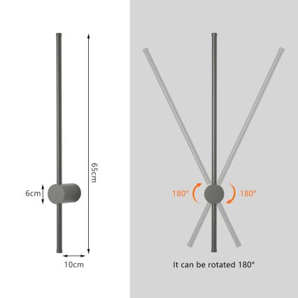 Brilagi - LED udendørs vægarmatur AURA LED/12W/230V 4000K IP54 65 cm antracit CRI 90