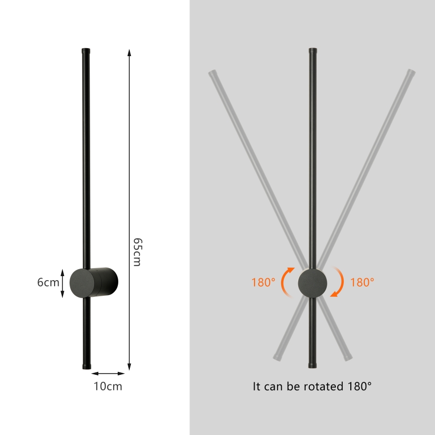 Brilagi - LED udendørs væglampe AURA LED/12 W/230 V 4000 K IP54 65 cm sort CRI 90