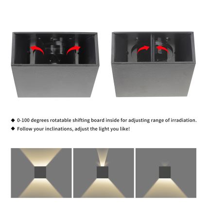 Brilagi - LED udendørs væglampe DOUBLERAY LED/4W/230V antracit IP65