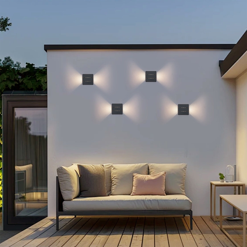 Brilagi -LED Udendørs væglampe DOUBLERAY LINE LED/6W/230V antracit IP54