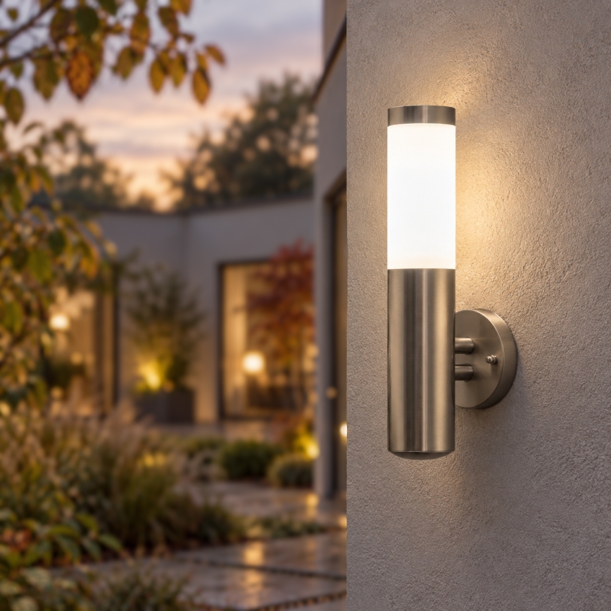 BRILAGI - LED udendørs væglampe ELIA 1xE27/7W/230V 4000K IP44 mat krom