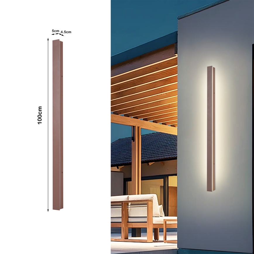 Brilagi - LINEAR LED udendørs vægarmatur 22W/230V 3000K IP65 100 cm brun CRI 90