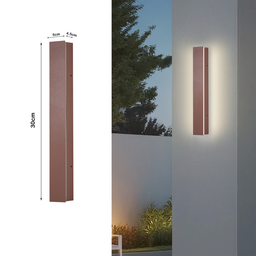 Brilagi - LED udendørs væglampe LINEAR LED/8W/230V 3000K IP65 30 cm brun CRI 90