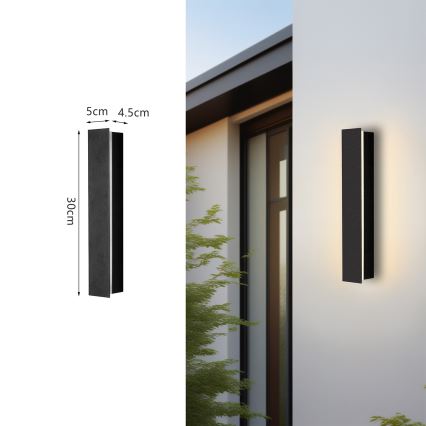 Brilagi - LED udendørs vægarmatur LINEAR LED/8W/230V 3000K IP65 30 cm sort CRI 90