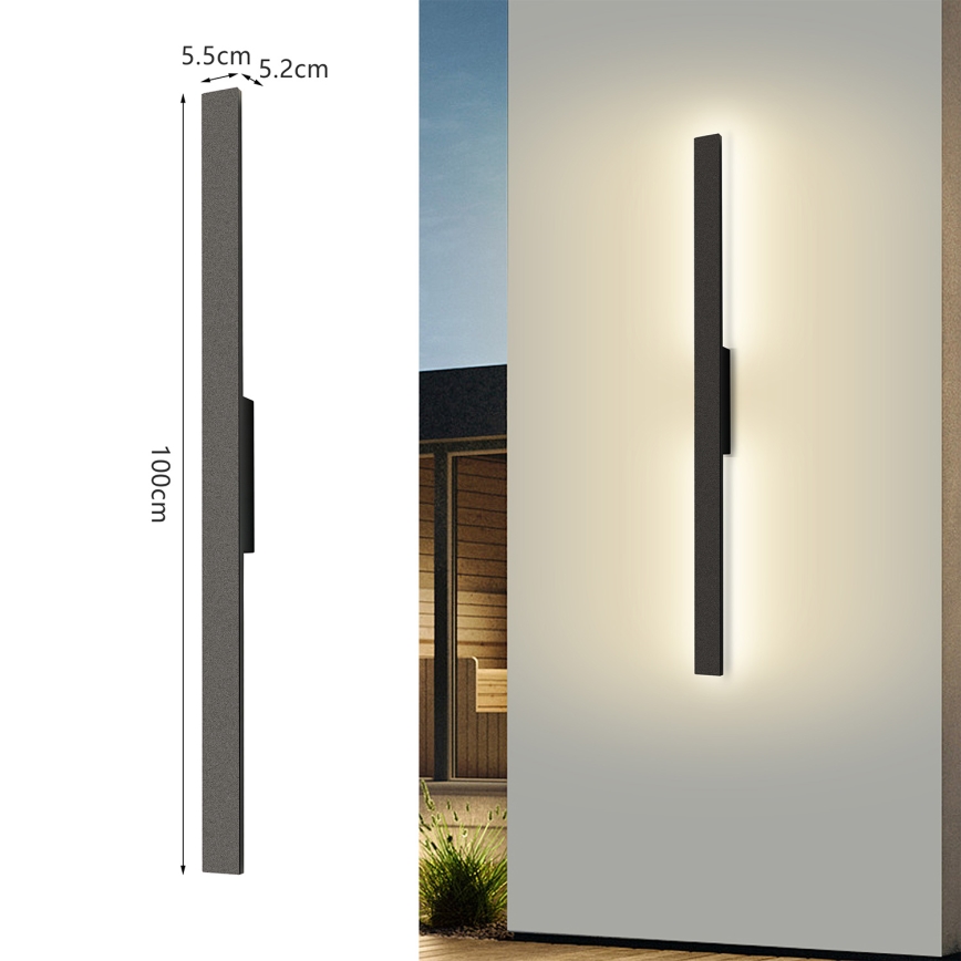 Brilagi - LED udendørs vægarmatur LUNA LED/24W/230V 4000K IP65 100 cm sort CRI 90