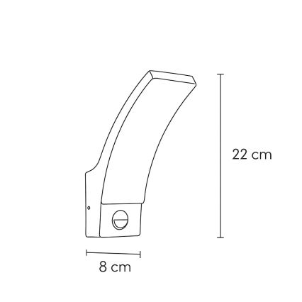 Brilagi - LED Udendørs Væglampe med Sensor ARCELO LED/9W/230V IP44
