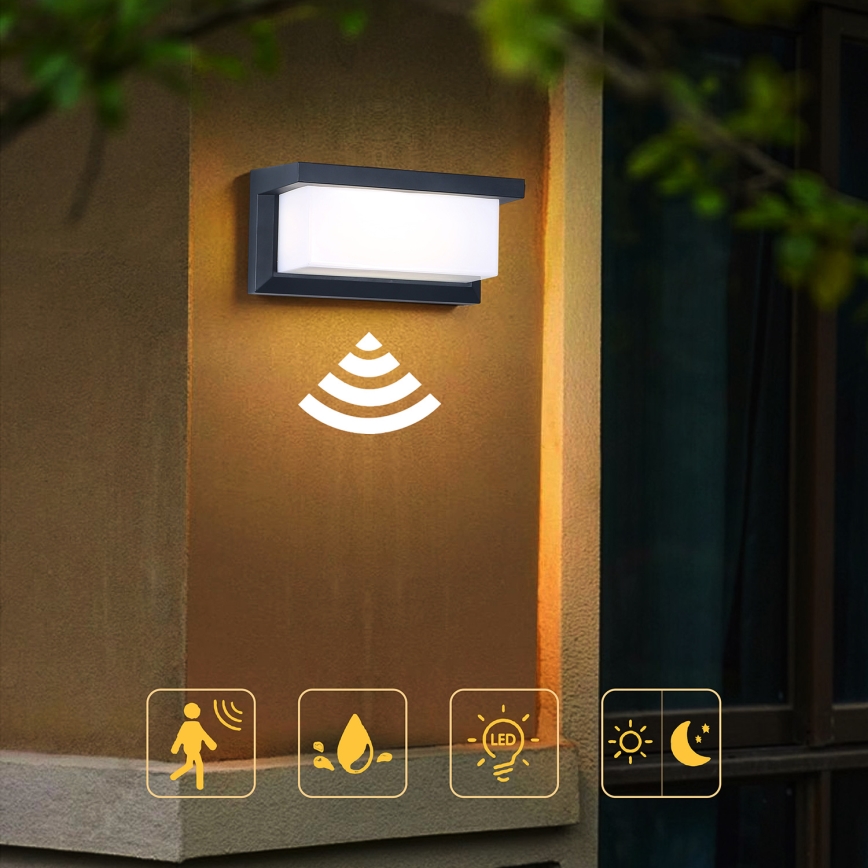 Brilagi - LED Udendørs væglampe med sensor BRICKY LED/12W/230V antracit IP54