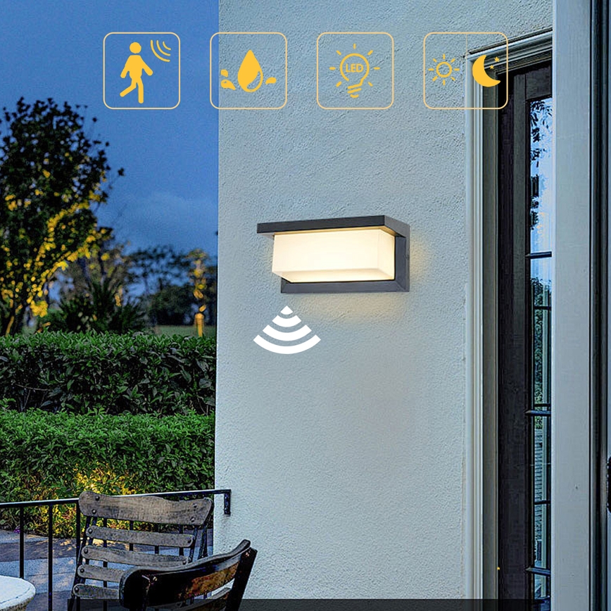 Brilagi - LED Udendørs væglampe med sensor BRICKY LED/12W/230V antracit IP54