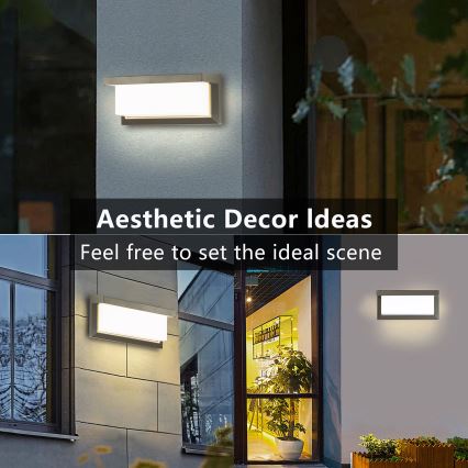 Brilagi - LED Udendørs væglampe med sensor BRICKY LED/12W/230V grå IP54