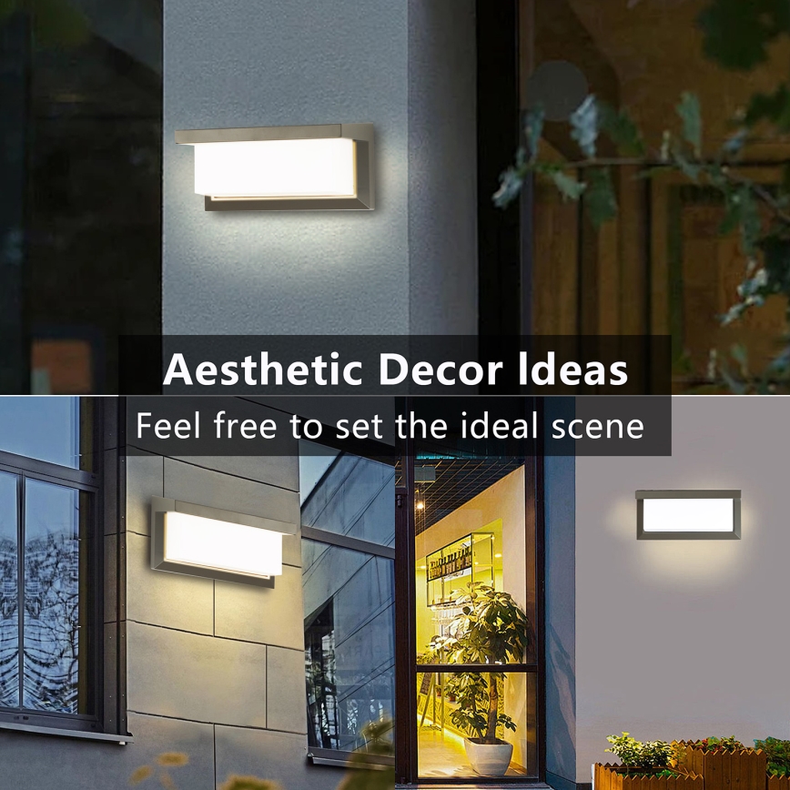 Brilagi - LED Udendørs væglampe med sensor BRICKY LED/12W/230V grå IP54