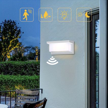 Brilagi - LED Udendørs væglampe med sensor BRICKY LED/12W/230V hvid IP54