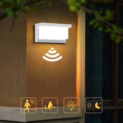 Brilagi - LED Udendørs væglampe med sensor BRICKY LED/12W/230V hvid IP54