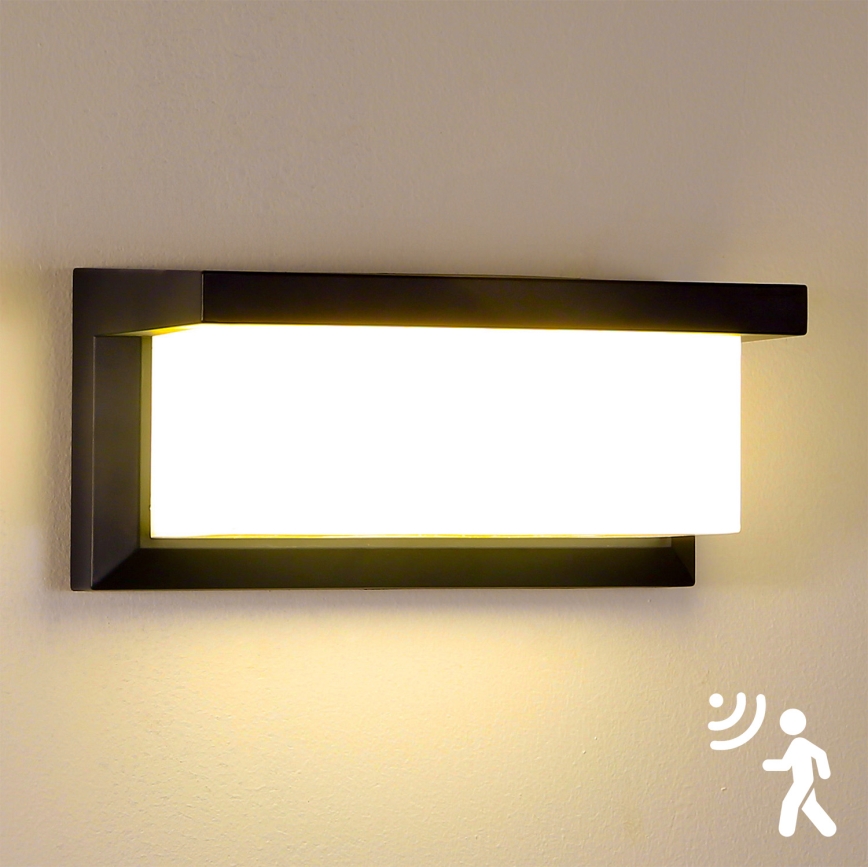 Brilagi - LED Udendørs væglampe med sensor BRICKY LED/12W/230V sort IP54