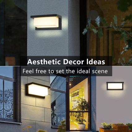 Brilagi - LED Udendørs væglampe med sensor BRICKY LED/12W/230V sort IP54