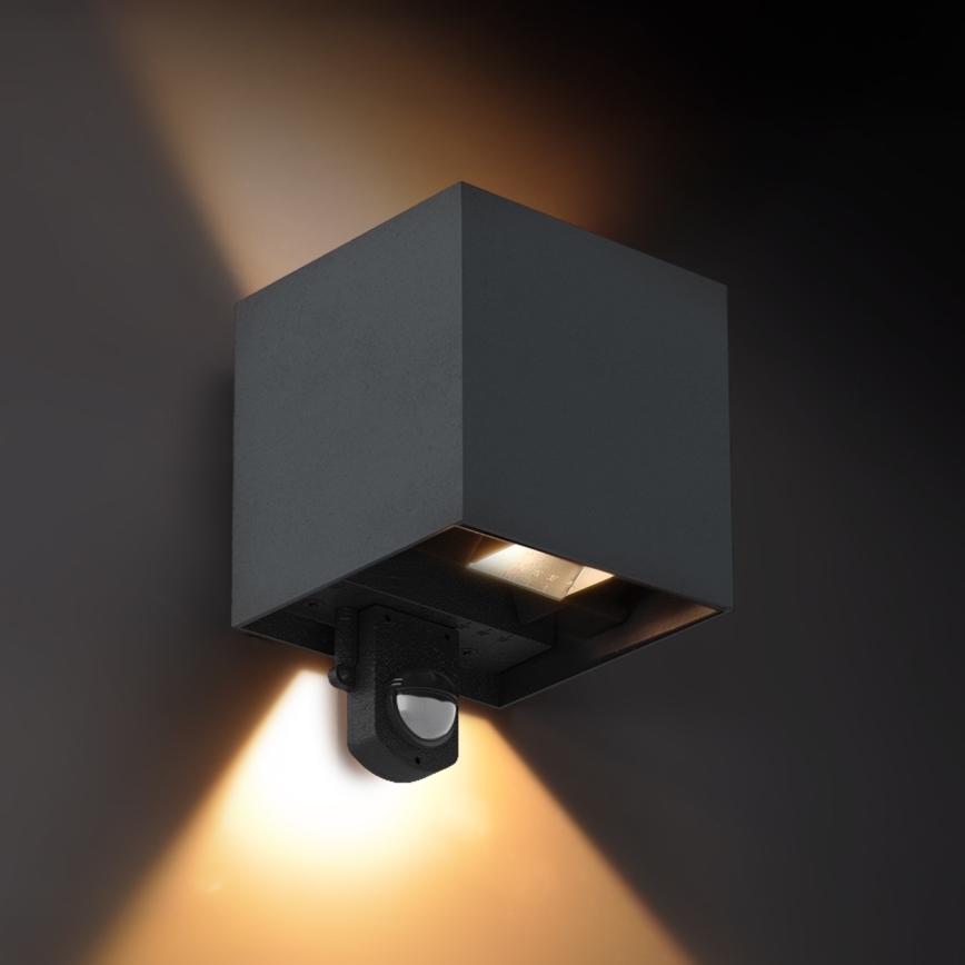 Brilagi - LED udendørs væglampe med sensor CUBE LED/6W/230V antracit IP65