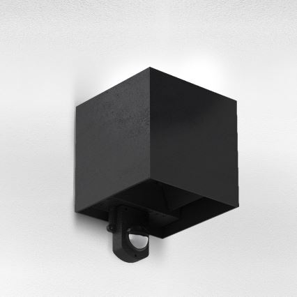 Brilagi - CUBE LED udendørs væglampe med sensor, 6 W/230 V, sort, IP65