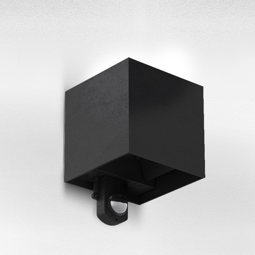 Brilagi - CUBE LED udendørs væglampe med sensor, 6 W/230 V, sort, IP65