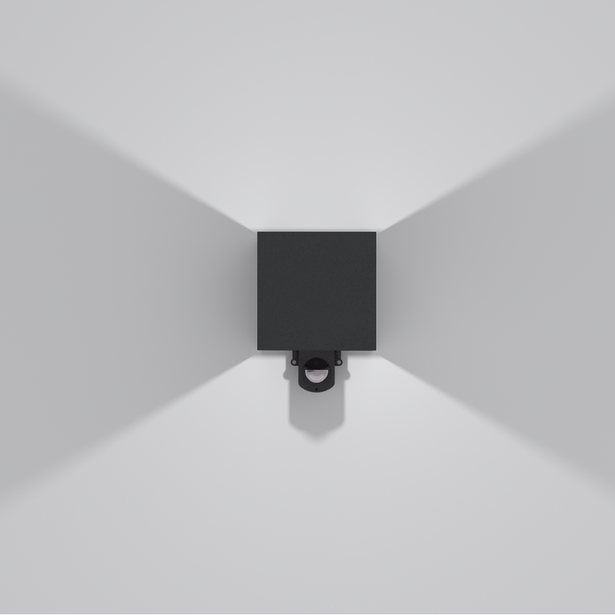 Brilagi - CUBE LED udendørs væglampe med sensor, 6 W/230 V, sort, IP65
