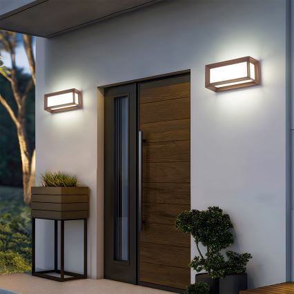 Brilagi - LED udendørs væglampe med sensor PARKER LED/12W/230V brun IP44