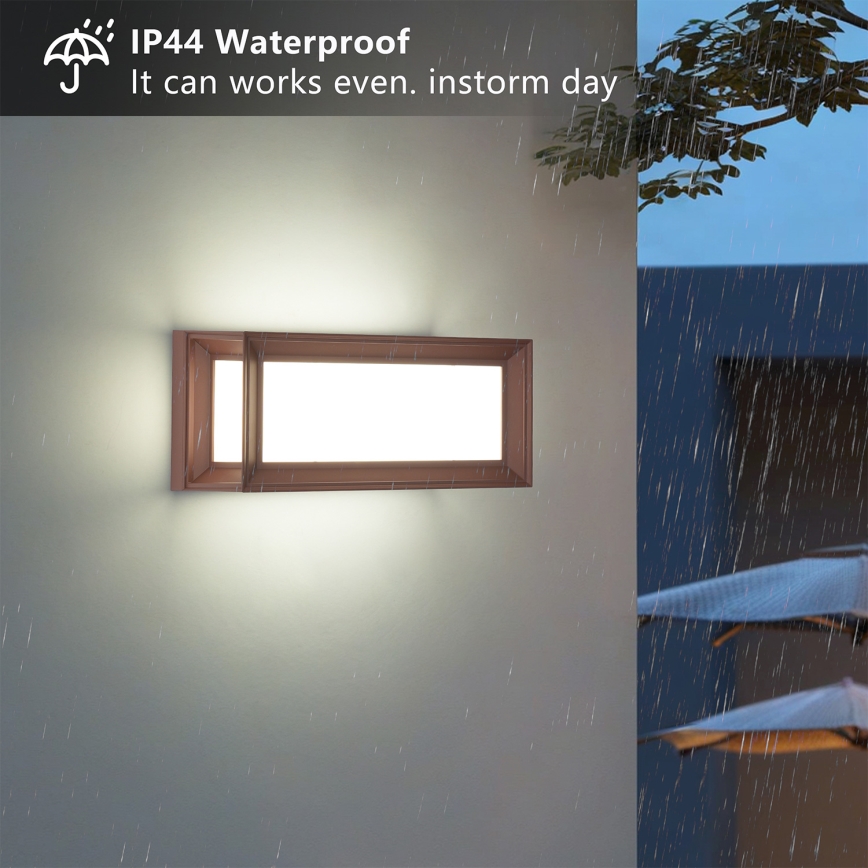 Brilagi - LED udendørs væglampe med sensor PARKER LED/12W/230V brun IP44