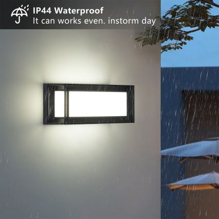 Brilagi - PARKER LED/12W/230V udendørs væglampe med bevægelsessensor, sort, IP44