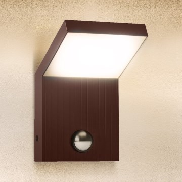Brilagi - LED udendørs væglampe med sensor RIANO LED/8W/230V brun IP65