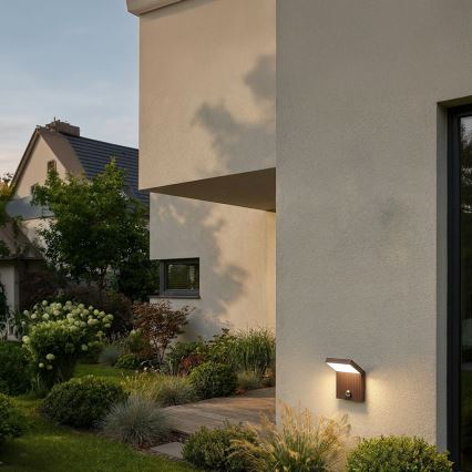 Brilagi - LED udendørs væglampe med sensor RIANO LED/8W/230V brun IP65