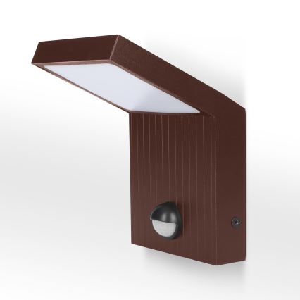 BRILAGI - LED udendørs væglampe med sensor RIANO LED/8W/230V brun IP65