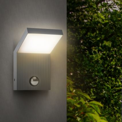 Brilagi - LED udendørs væglampe med sensor RIANO LED/8W/230V sølv IP65
