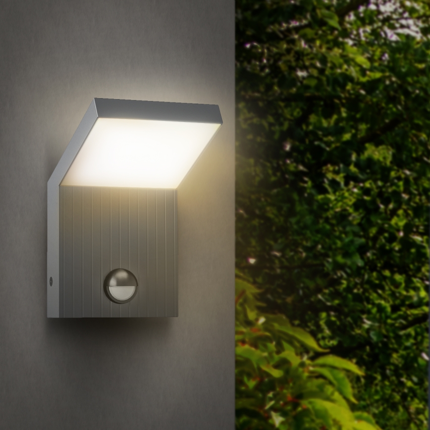 Brilagi - LED udendørs væglampe med sensor RIANO LED/8W/230V sølv IP65