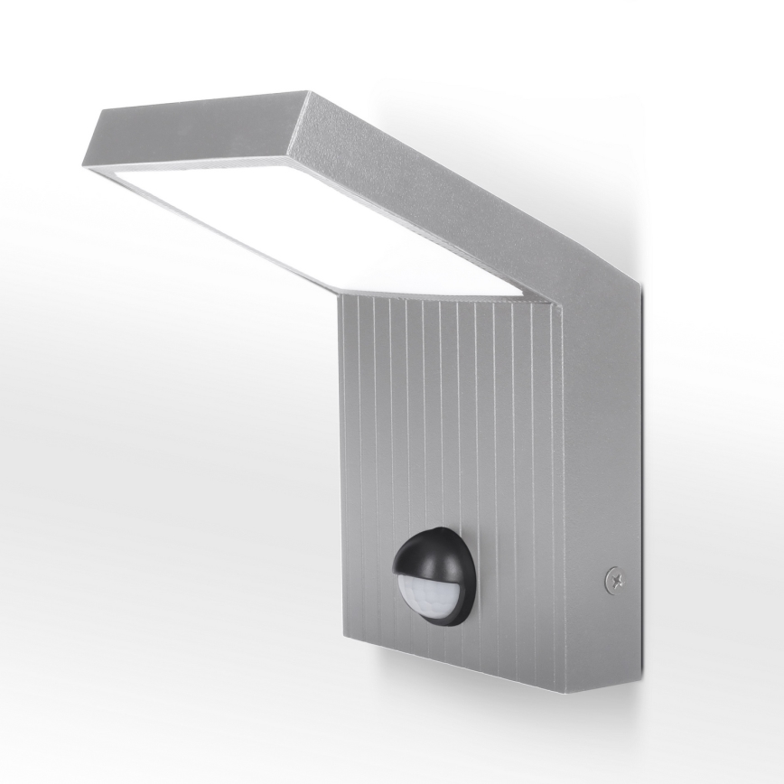 Brilagi - LED udendørs væglampe med sensor RIANO LED/8W/230V sølv IP65