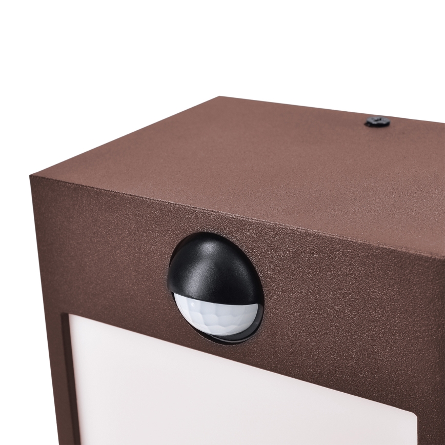 Brilagi - LED udendørs vægarmatur med sensor TERNI LED/12W/230V brun IP44