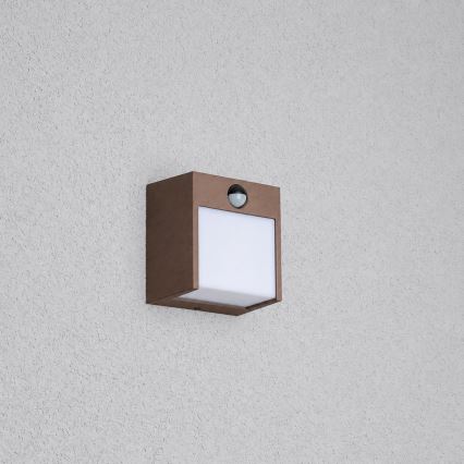 BRILAGI - LED udendørs vægarmatur med sensor TERNI LED/12W/230V brun IP44