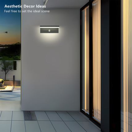 Brilagi - LED udendørs væglampe med sensor TESSI LED/10W/230V antracit IP54