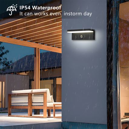 Brilagi - LED udendørs vægarmatur med sensor TESSI LED/10W/230V sort IP54