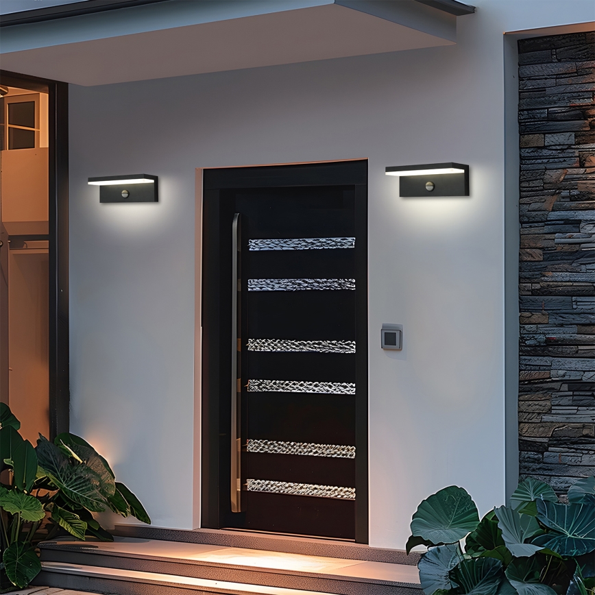 Brilagi - LED udendørs vægarmatur med sensor TESSI LED/10W/230V sort IP54