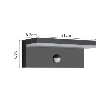 Brilagi - LED udendørs vægarmatur med sensor TESSI LED/10W/230V sort IP54