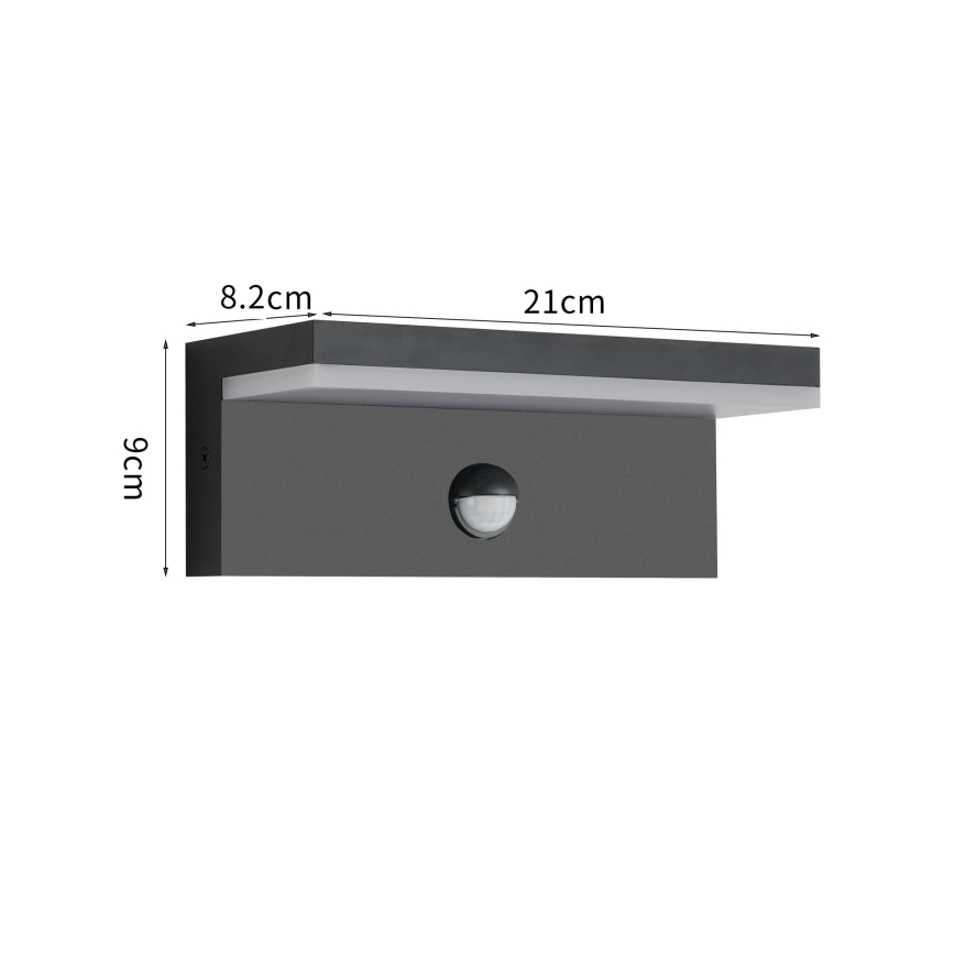 Brilagi - LED udendørs vægarmatur med sensor TESSI LED/10W/230V sort IP54