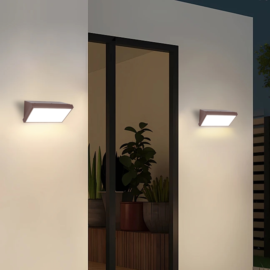 Brilagi - TRIANGLE LED udendørs vægarmatur med sensor, 20W/230V, brun, IP65