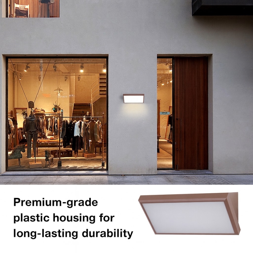 Brilagi - TRIANGLE LED udendørs vægarmatur med sensor, 20W/230V, brun, IP65