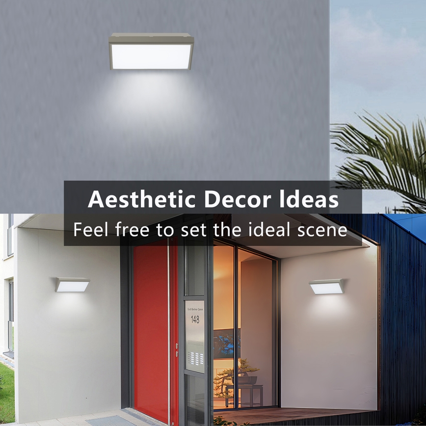 Brilagi - LED udendørs væglampe med sensor TRIANGLE LED/20W/230V grå IP65