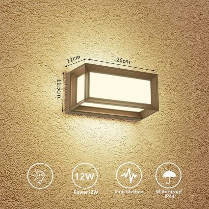 Brilagi - LED udendørs væglampe PARKER LED/12W/230V 3000/4500/6000K brun IP44