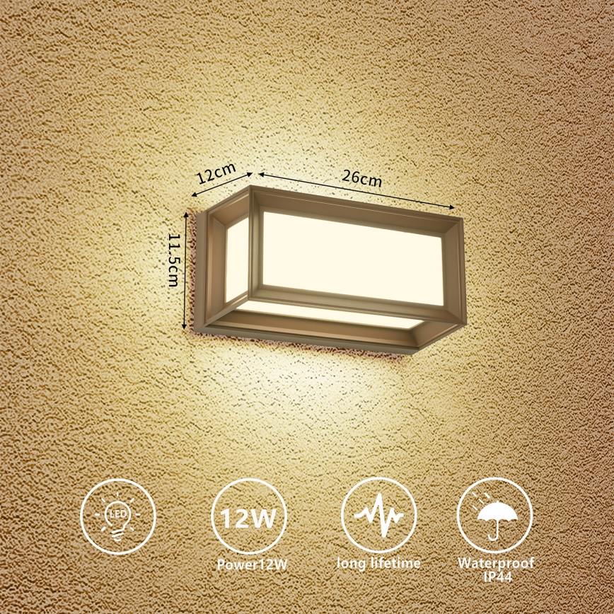 Brilagi - LED udendørs væglampe PARKER LED/12W/230V 3000/4500/6000K brun IP44