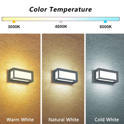 Brilagi - LED udendørs væglampe PARKER LED/12W/230V 3000/4500/6000K grå IP44