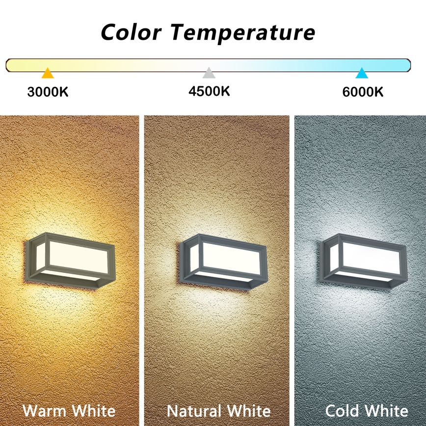 Brilagi - LED udendørs væglampe PARKER LED/12W/230V 3000/4500/6000K grå IP44